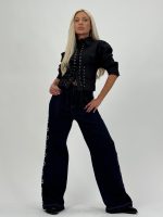 Jeans | Blug wide leg cu cercuri laterale - imagine 2