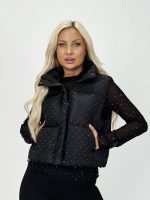 Vestă scurtă cu ștrasuri