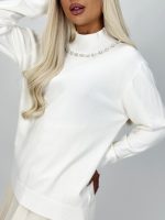 Pulover rolling accesorizat cu perle - imagine 3