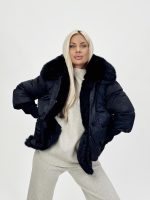 Jachetă din fâș cu mâneci din tricot și blană detașabilă - imagine 14