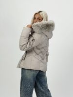 Jachetă din fâș cu glugă și blană detașabilă - imagine 29