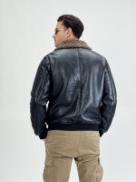 Jachetă din ecopiele cu guler din blană teddy - imagine 5