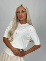 Pulover accesorizat cu perle și ștrasuri - imagine 3