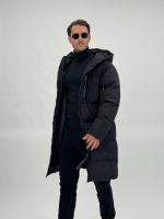 Jachetă 3/4 din fâș cu glugă - imagine 4