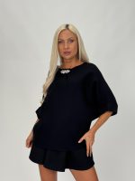 Pulover raglan accesorizat cu mânecă 3/4 - imagine 16