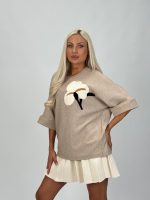 Pulover oversized cu mânecă 3/4 - imagine 14