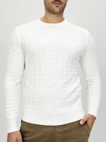 Pulover din tricot cu model și decolteu la baza gâtului - imagine 8