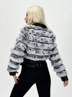 Jachetă din ecopiele cu blană gri - imagine 8