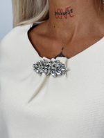 Pulover raglan accesorizat cu mânecă 3/4 - imagine 3