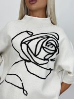 Pulover oversized cu mânecă 3/4 - imagine 3