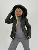 Jachetă din fâș cu glugă și blană detașabilă - imagine 15