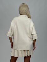 Pulover oversized cu imprimeu fundă și broșă - imagine 5