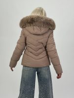 Jachetă din fâș cu glugă și blană detașabilă - imagine 23