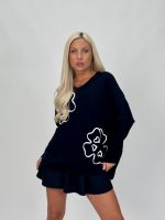 Pulover oversized cu model floare - imagine 10