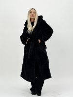 Jachetă din blană cu glugă și cordon - imagine 12