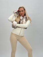 Jachetă din tricot cu blană - imagine 3