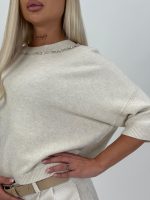 Pulover oversized accesorizat cu mânecă scurtă - imagine 9