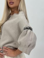 Pulover cu mânecă scurtă accesorizat - imagine 8