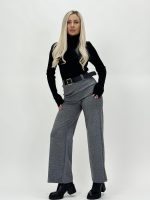 Pantalon office gri cu curea - imagine 2