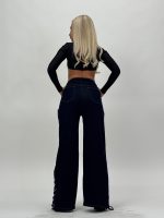 Jeans | Blug wide leg cu șiret lateral - imagine 4