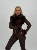 Jachetă din tricot cu blană - imagine 13