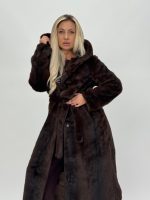 Jachetă din blană cu glugă și cordon - imagine 9