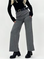 Pantalon office gri cu curea - imagine 5