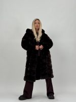 Jachetă lungă din blană cu glugă - imagine 10