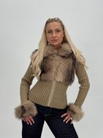 Jachetă din tricot cu blană - imagine 17