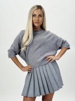 Pulover oversized accesorizat cu mânecă scurtă - imagine 16