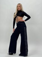 Jeans | Blug wide leg cu șiret lateral - imagine 2