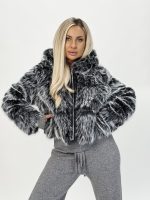 Jachetă din blană cu glugă - imagine 13