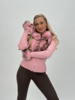 Jachetă din tricot cu blană - imagine 10