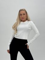 Pulover scurt cu ștrasuri - imagine 2