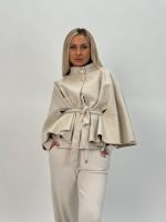 Poncho cu cordon în talie - imagine 2