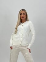 Pulover cardigan cu model torsade - imagine 2