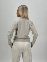Pulover tricotat cu model torsade și ștrasuri - imagine 4