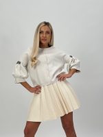 Pulover cu mânecă scurtă accesorizat - imagine 3