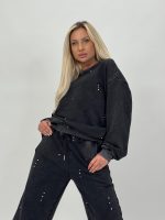 Set bluză și pantalon din jerse cu strasuri - imagine 5