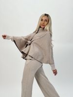 Poncho cu cordon în talie - imagine 10