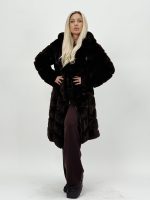 Jachetă lungă din blană cu glugă - imagine 14