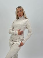 Pulover helancă cu model torsade - imagine 6