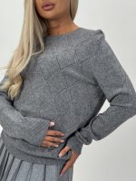 Pulover tricotat cu model romb - imagine 7