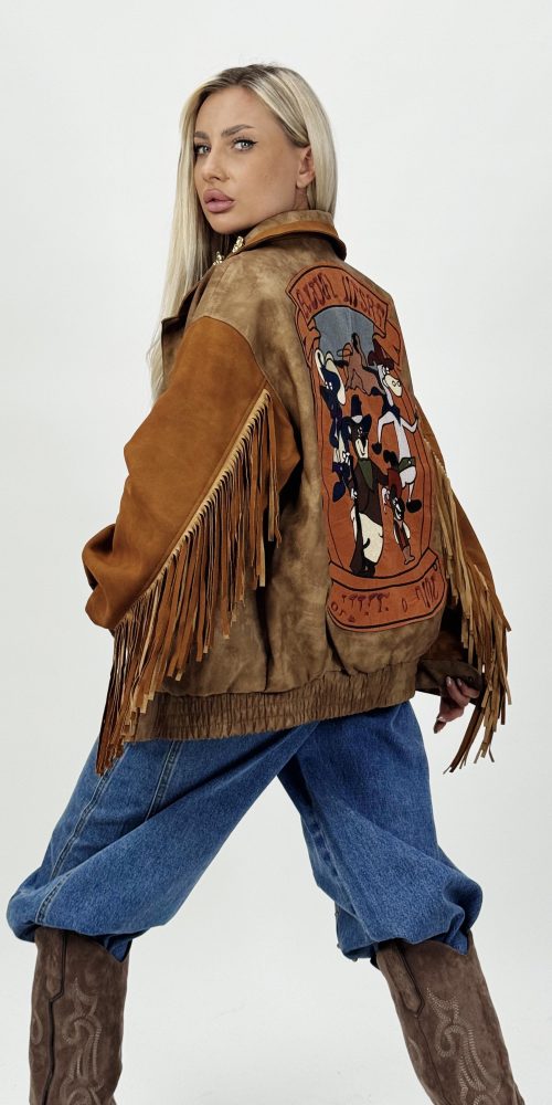 Jachetă oversized cu franjuri