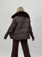 Jachetă din fâș cu mâneci din tricot și blană detașabilă - imagine 23