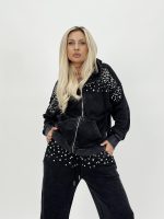 Set hanorac și pantalon din jerse cu ștrasuri - imagine 2