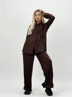 Set pantalon și cămașă cu șnur