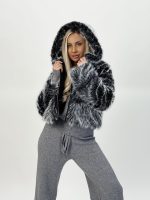 Jachetă din blană cu glugă - imagine 11