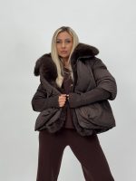 Jachetă din fâș cu mâneci din tricot și blană detașabilă - imagine 20