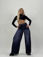 Jeans | Blug baggy cu imprimeu din catifea - imagine 3